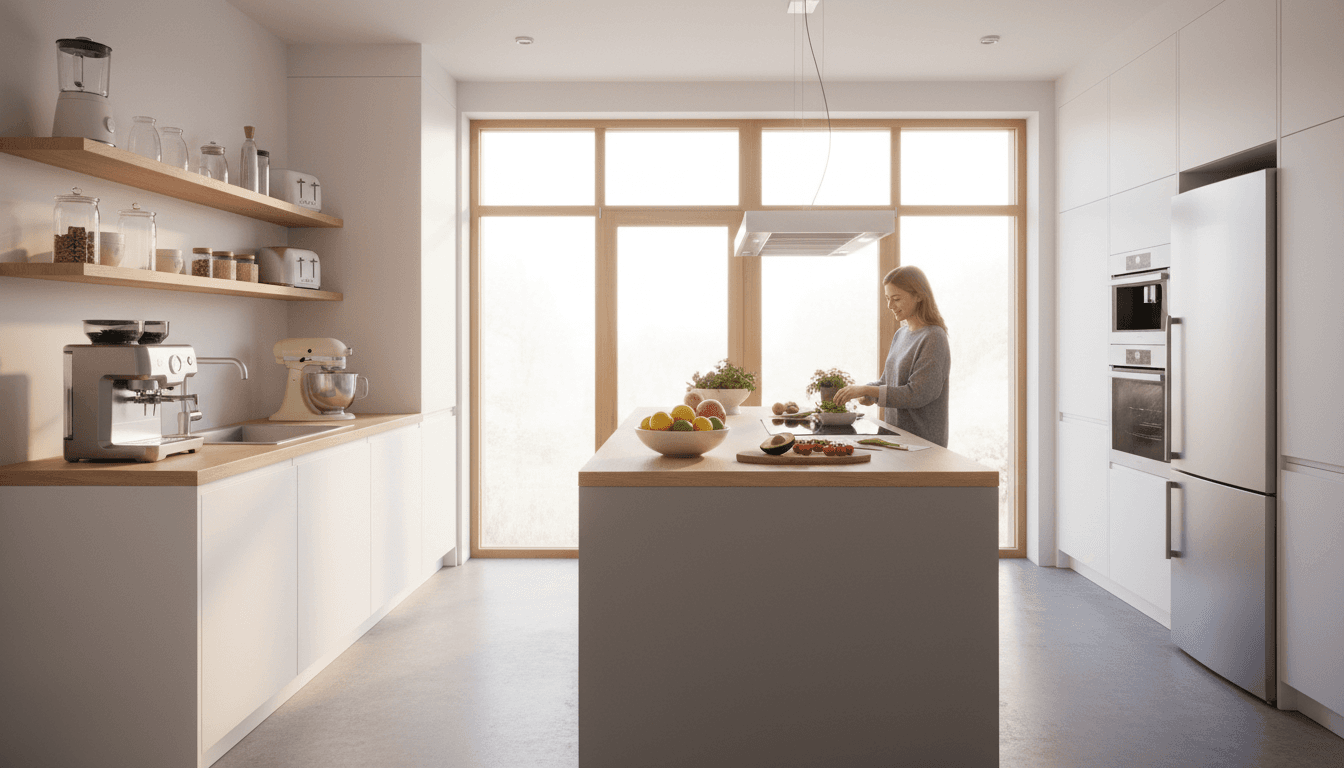 Grey kitchen with integrated appliances and modern cabinetry